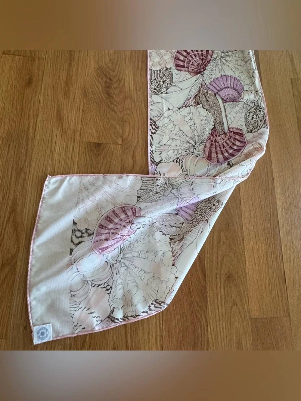 Vintage Smithsonian Institution 100% Silk Sea Shell Scarf Made in Japan